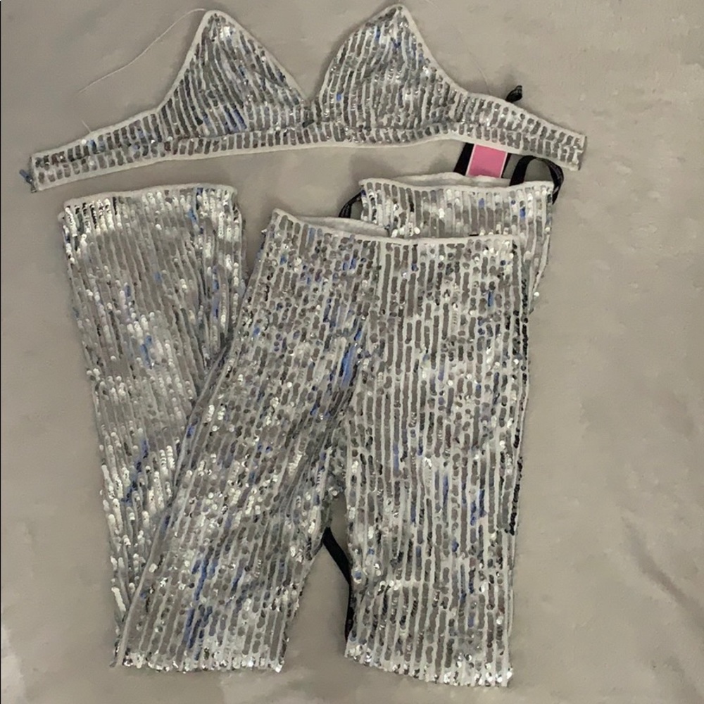 Silver Sequin Pant Suit